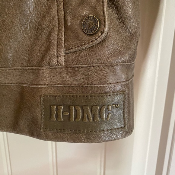 Sage Green Goatskin Leather Harley Davidson Jacket - Picture 5 of 12